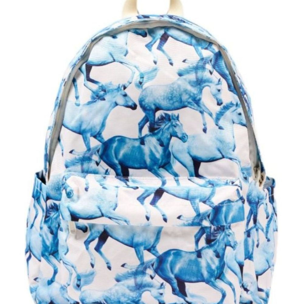Zaino per bambini Molo Kids azzurro con stampa grafica cavalli all-over 7W26V203 5740 MOLO KIDS