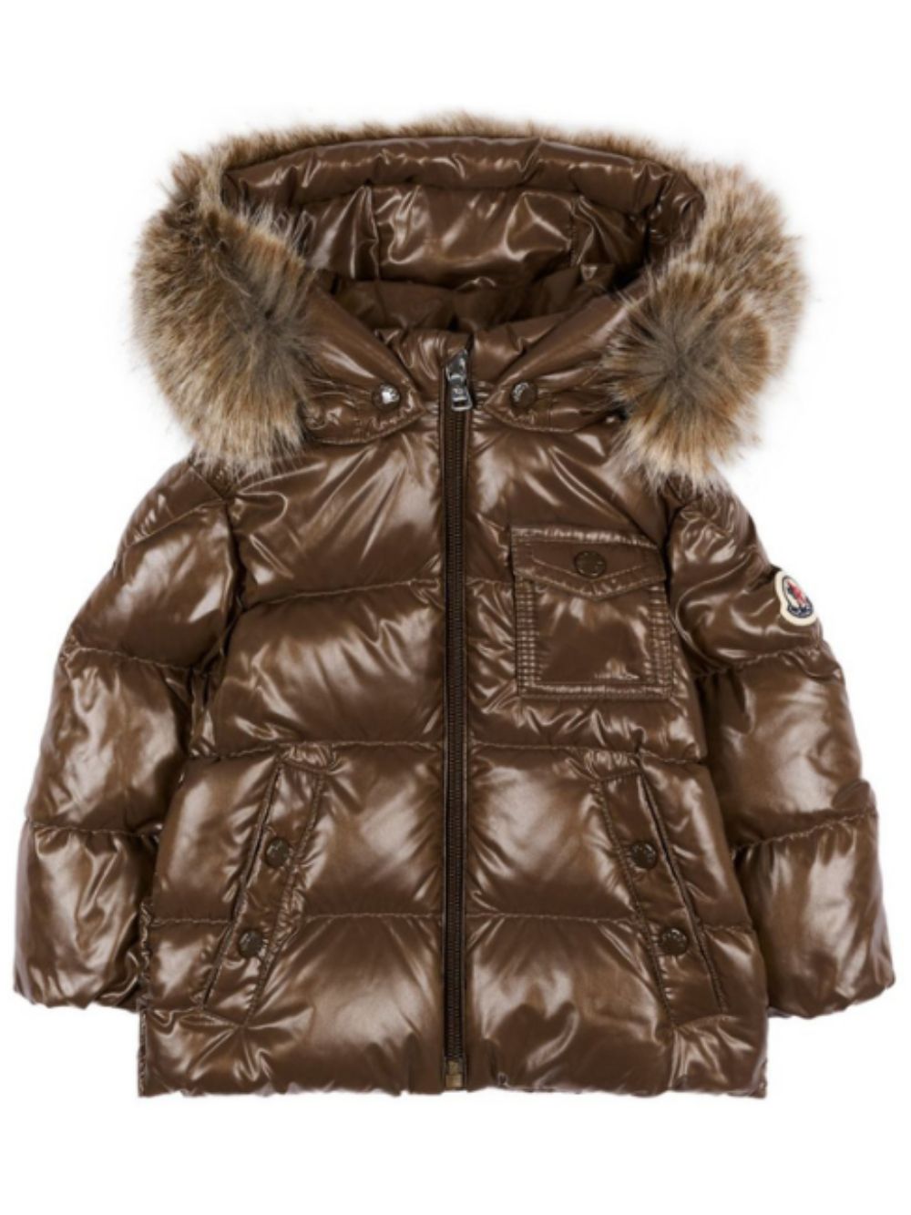 Giubbino per neonato Moncler Kids marrone con design imbottito L29511A00024597Z8 246 MONCLER KIDS