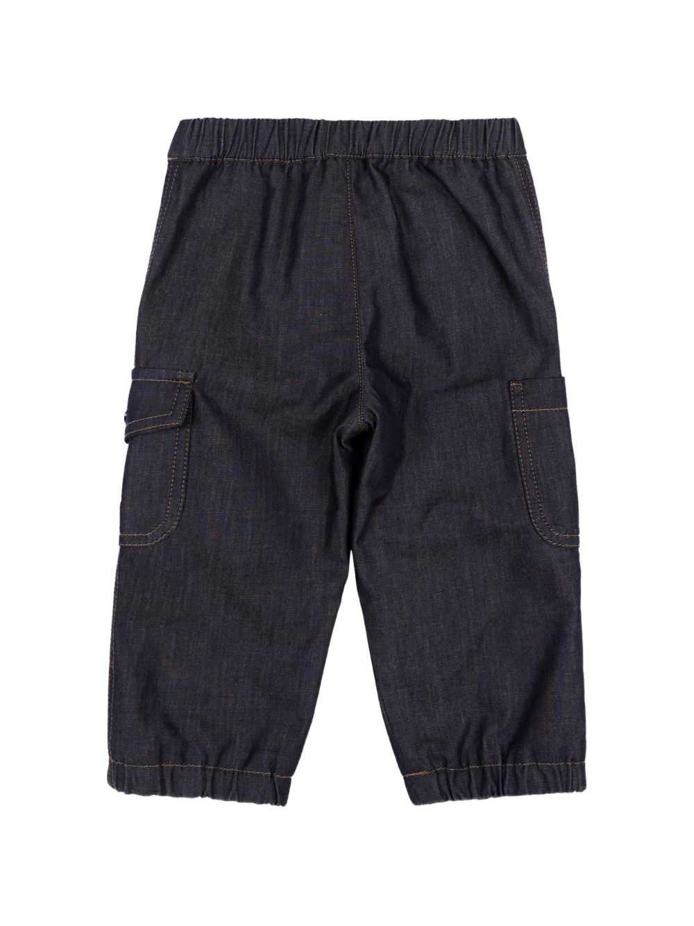 Pantaloni cargo per neonato Moncler Kids in denim blu con tasche laterali L29512A00002599LQ 77A MONCLER KIDS