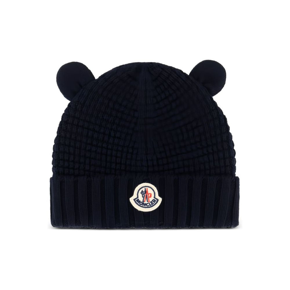 Berretto per neonati Moncler Kids blu con applicazione orecchie L29513B00005M1131 742 MONCLER KIDS