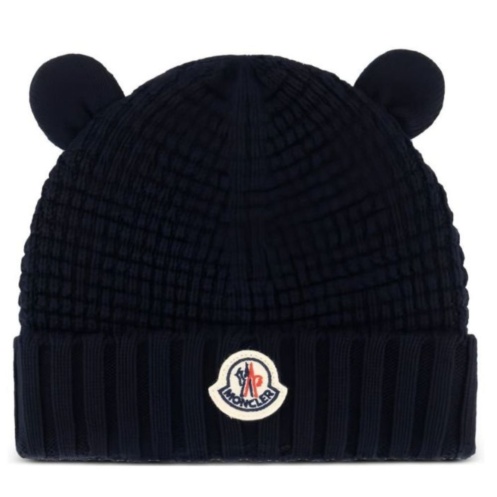 Berretto per neonati Moncler Kids blu con applicazione orecchie L29513B00005M1131 742 MONCLER KIDS