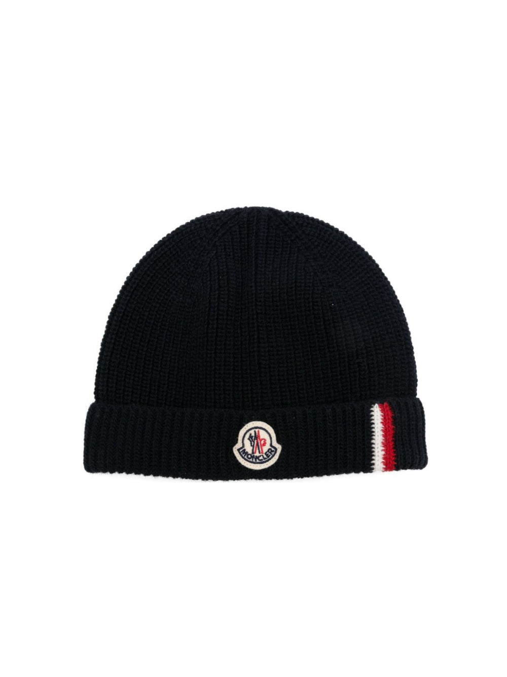 Berretto per neonato Moncler Enfant blu a coste con applicazione L29513B00007M1241 742 MONCLER KIDS