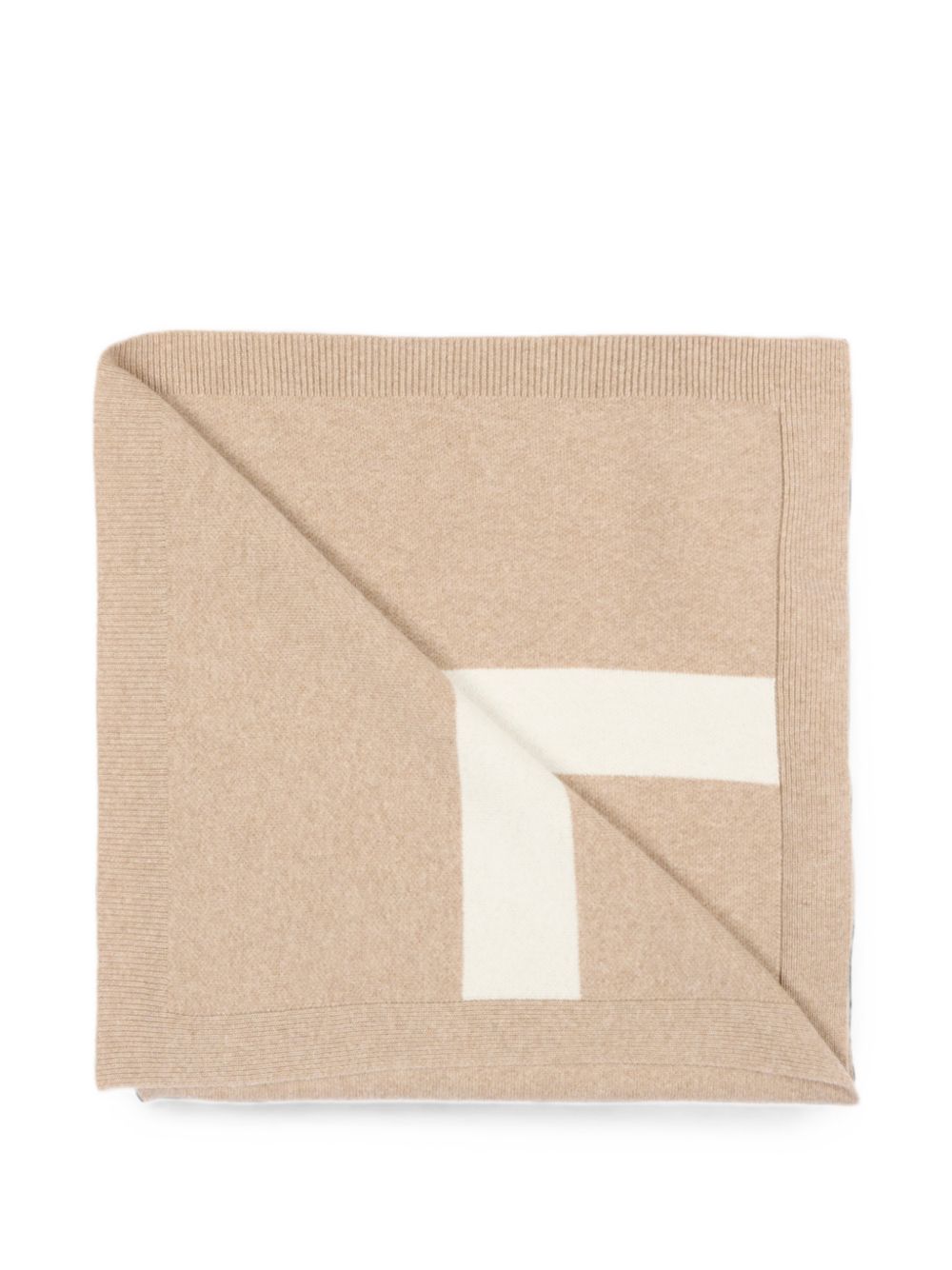 Coperta per neonati Moncler Kids beige con logo intarsiato L29513G00005M4281 21E MONCLER KIDS