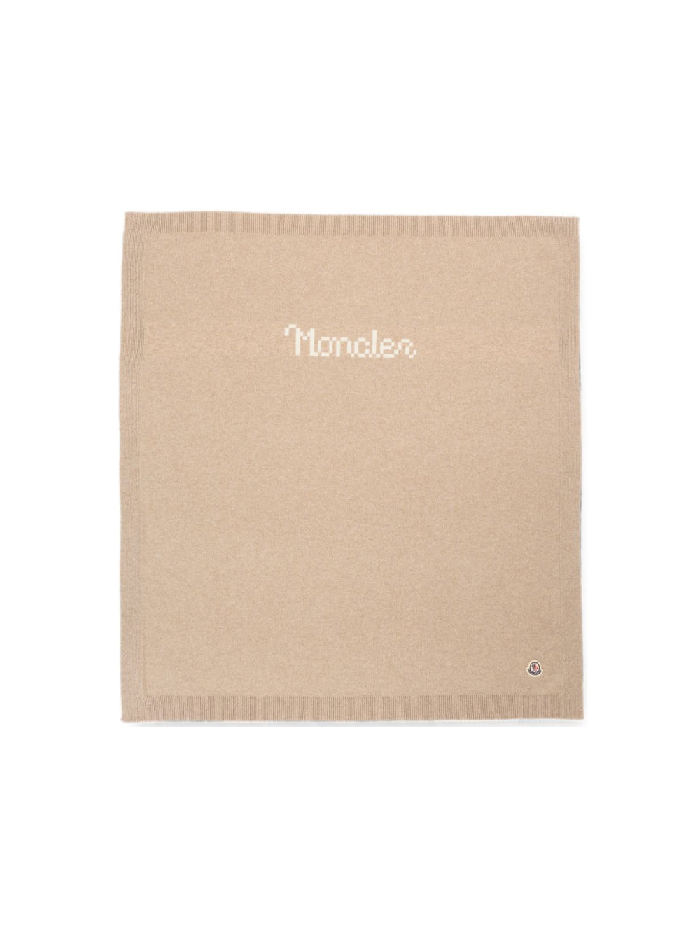 Coperta per neonati Moncler Kids beige con logo intarsiato L29513G00005M4281 21E MONCLER KIDS
