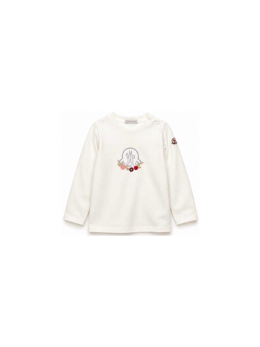 T-shirt per neonata Moncler Kids bianca con applicazioni L29518D0000689AUM 034 MONCLER KIDS