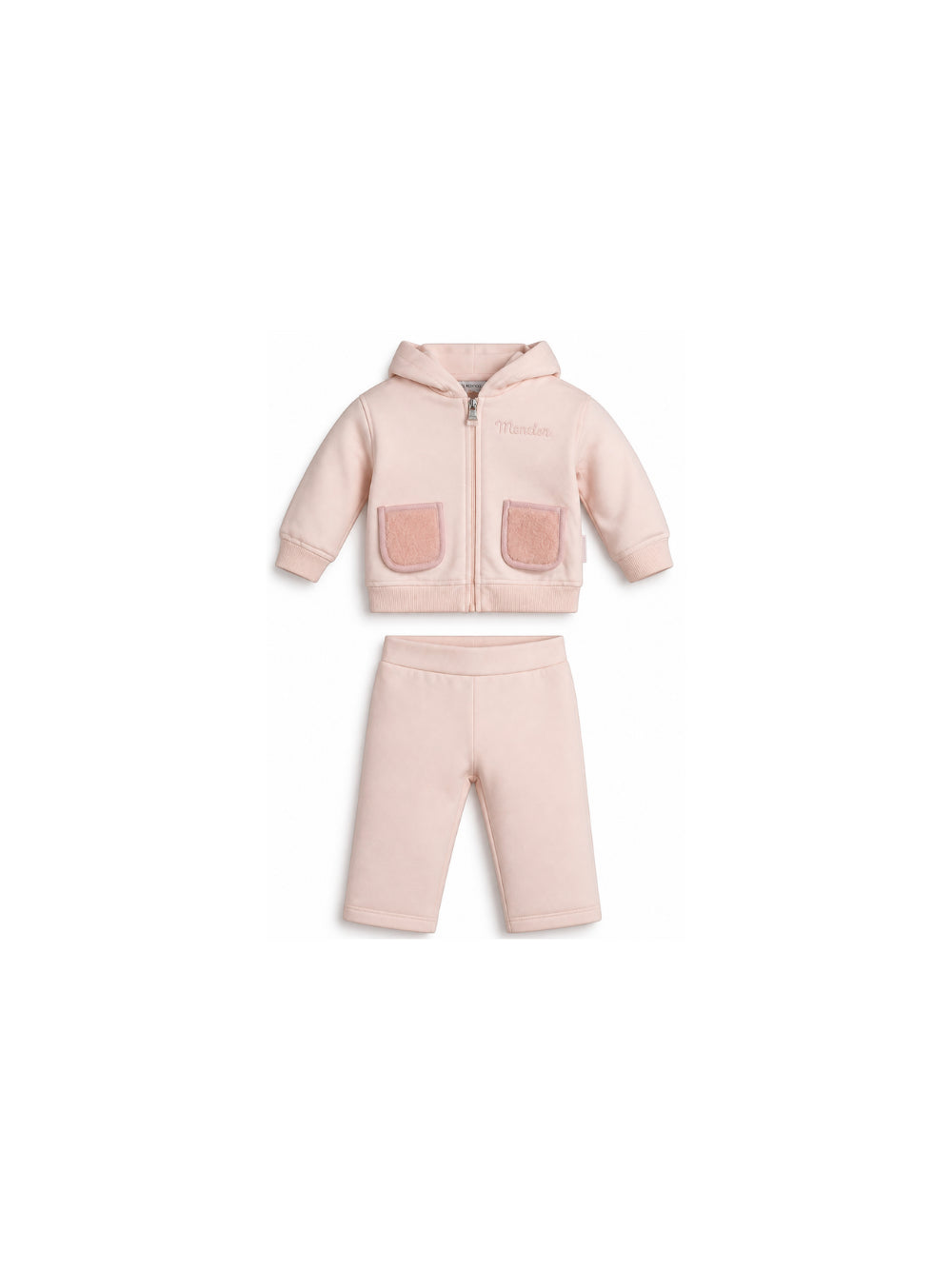 Set tuta sportiva per neonata Moncler Kids rosa con logo ricamato sul davanti L29518M0001389A23 529 MONCLER KIDS