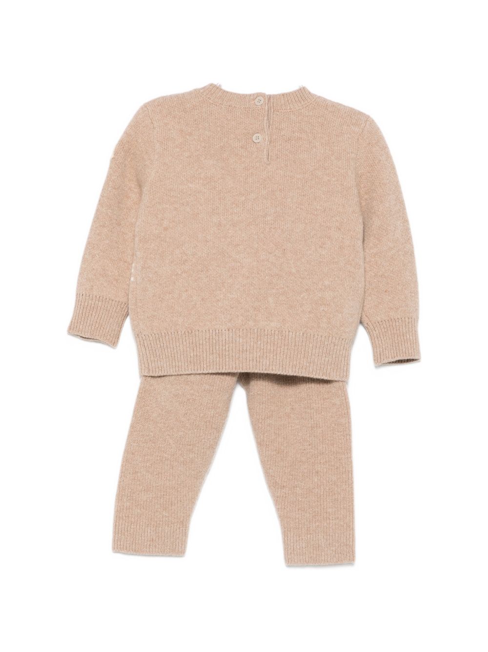 Completo maglione e pantaloni per neonati Moncler Kids beige con intarsi L29519E00002M4281 21E MONCLER KIDS