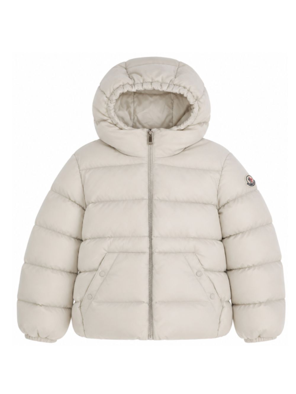 Giacca imbottita per bambini Moncler Kids beige con patch logo sul braccio L29541A0003353A5E 203 MONCLER KIDS