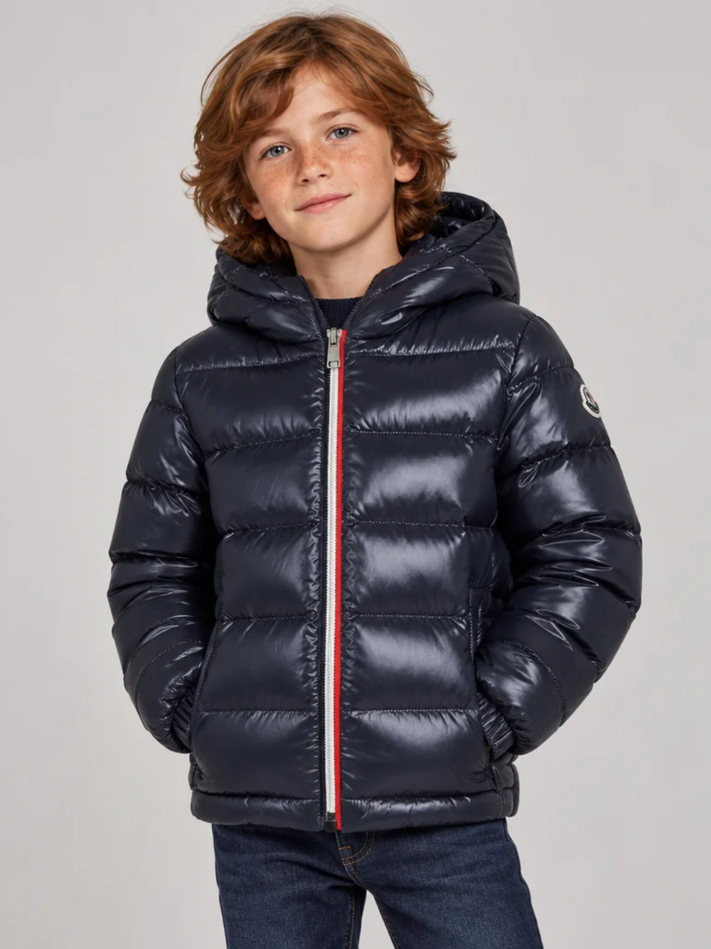 Giubbino New Aubert per bambini Moncler Kids blu con design imbottito L29541A00035597Z8 742 MONCLER KIDS