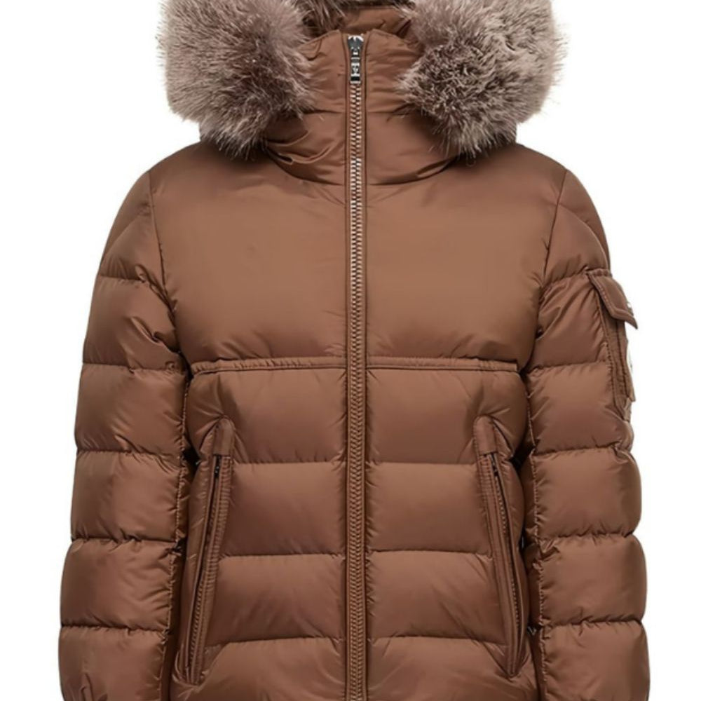 Giubbino New Byronf per bambino Moncler Kids marrone con imbottitura in piuma L29541A0005353A5E 24N MONCLER KIDS