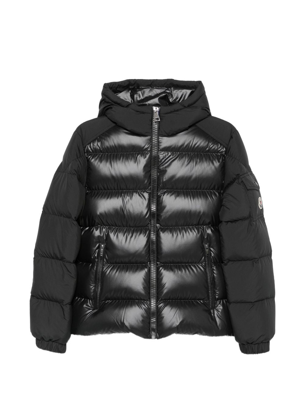 Giubbino Hyoseris per bambino Moncler Kids nero con effetto glossy L29541A00076597YX 999 MONCLER KIDS