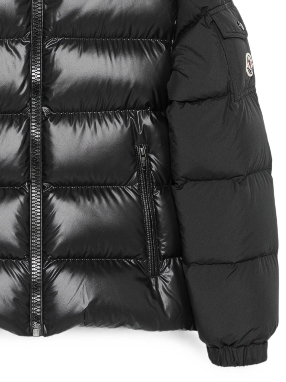 Giubbino Hyoseris per bambino Moncler Kids nero con effetto glossy L29541A00076597YX 999 MONCLER KIDS