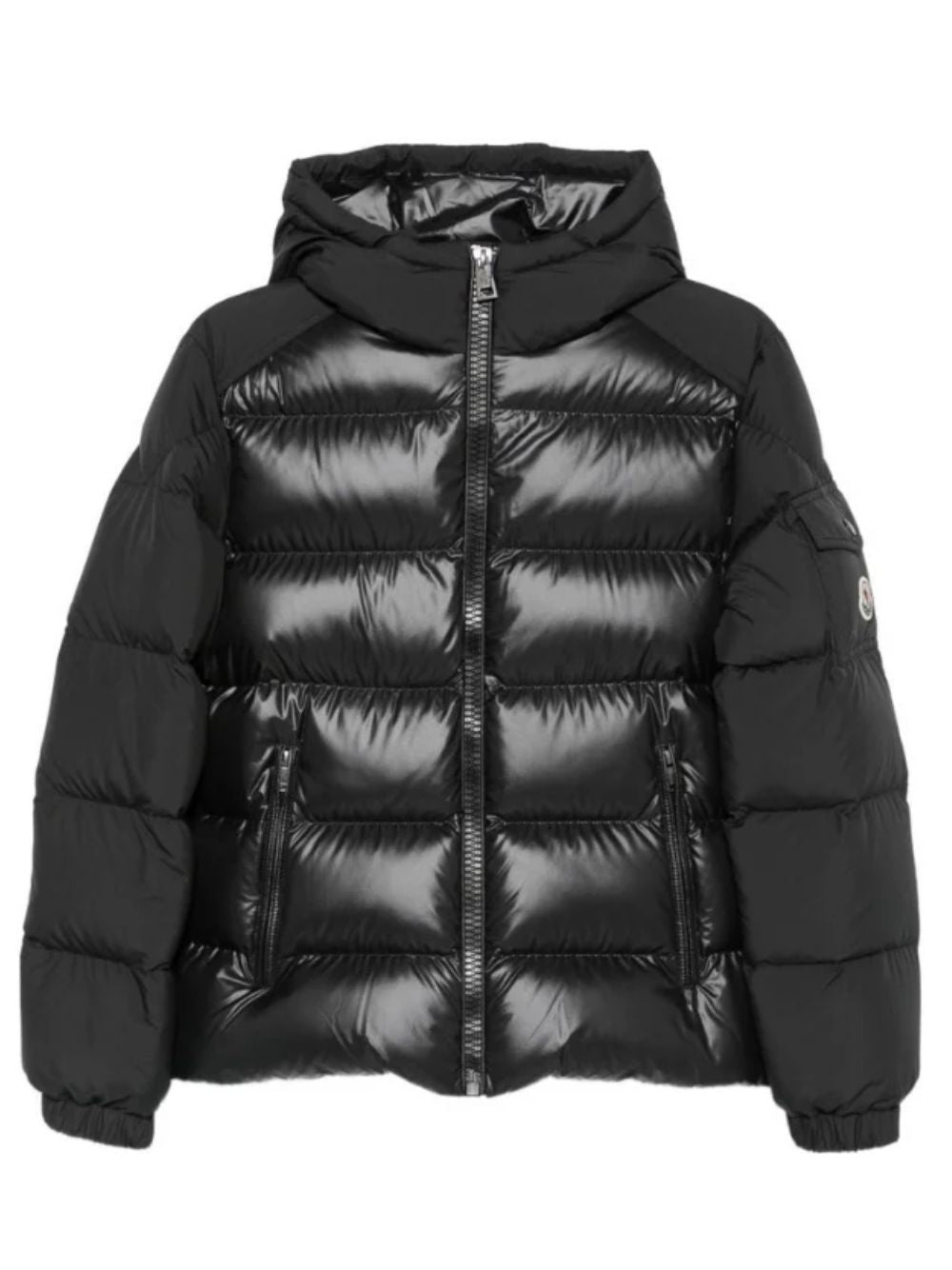 Giubbino Hyoseris per bambino Moncler Kids nero con effetto glossy L29541A00076597YX 999 MONCLER KIDS
