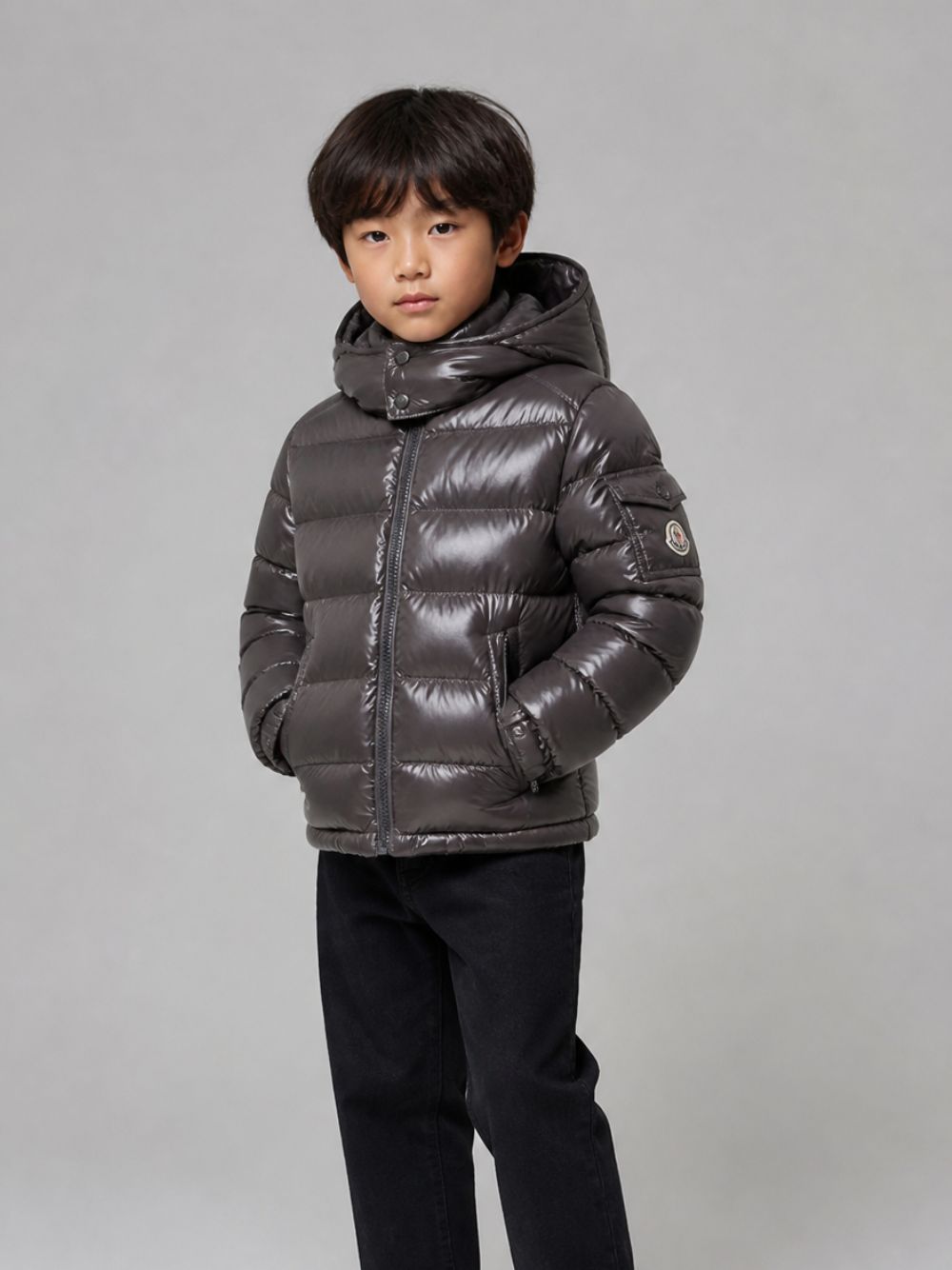 Giubbino Maya per bambini Moncler Kids grigio con design imbottito L29541A1252068950 918 MONCLER KIDS