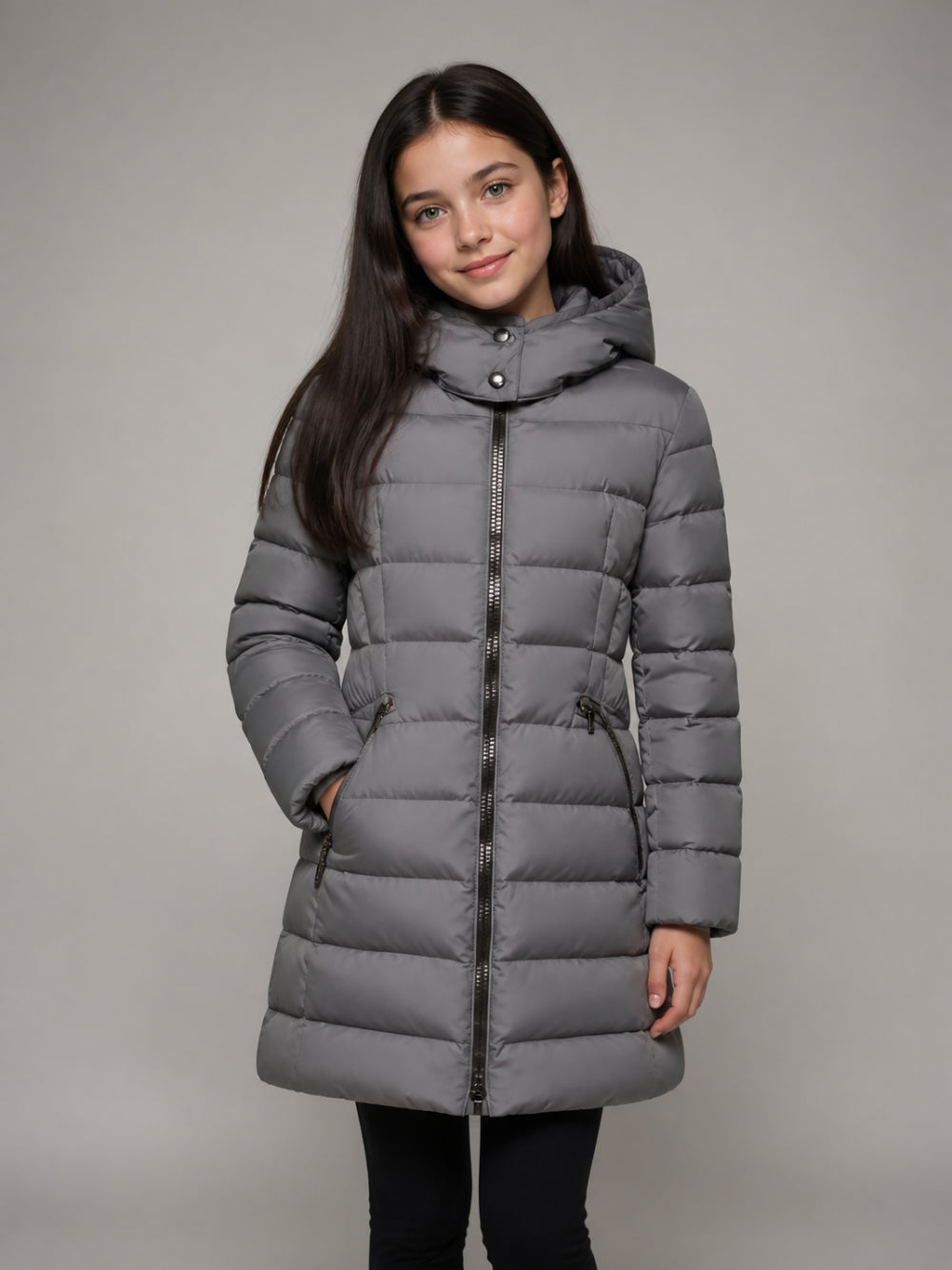 Giubbino Charpal per bambina Moncler Enfant grigio con design imbottito L29541C5021054155 93L MONCLER KIDS