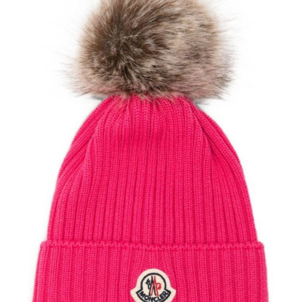 Cappello per bambina Moncler Enfant fucsia con ponpon L29543B00007A9327 N55 MONCLER KIDS