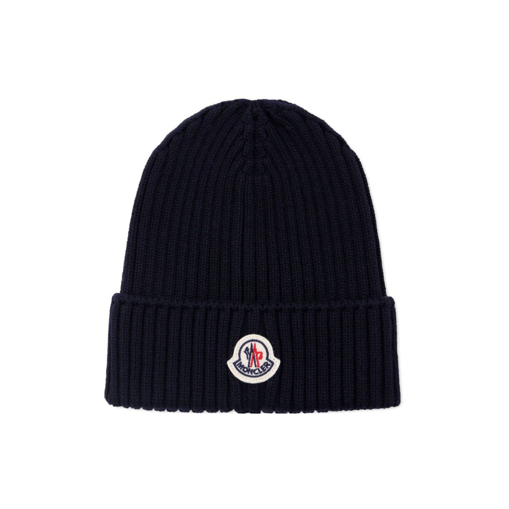 Berretto per bambini Moncler Kids blu con applicazione logo L29543B00009M1131 742 MONCLER KIDS
