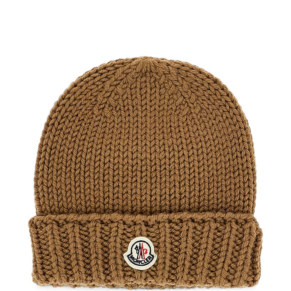 Cappello per bambino Moncler Kids marrone con logo ricamato sul davanti L29543B00017M1172 248 MONCLER KIDS