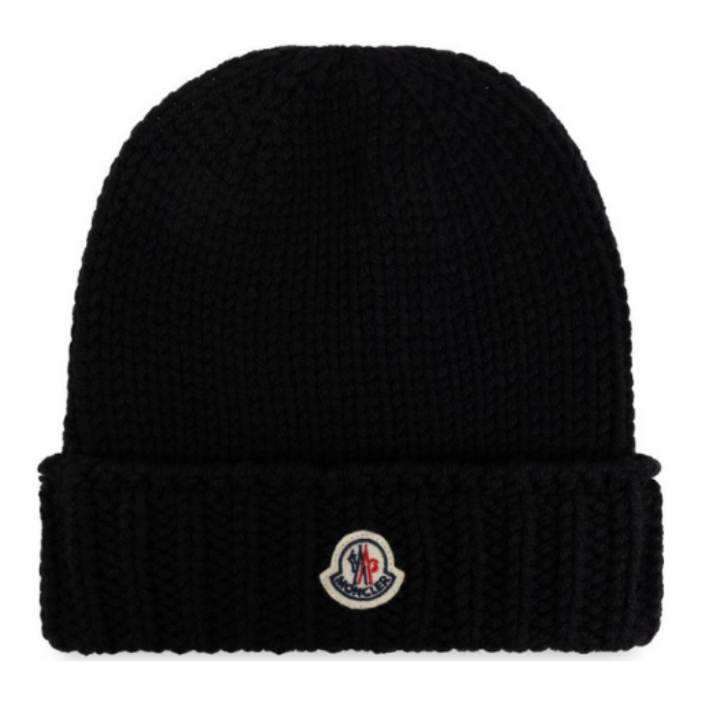 Cappello per bambino Moncler Kids nero con logo ricamato sul davanti L29543B00017M1172 999 MONCLER KIDS