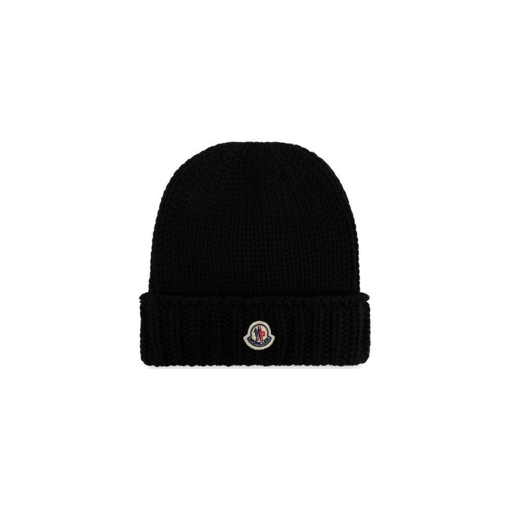 Cappello per bambino Moncler Kids nero con logo ricamato sul davanti L29543B00017M1172 999 MONCLER KIDS
