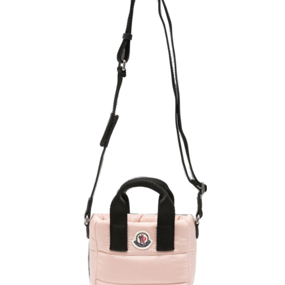 Borsa tote Caradoc per bambina Moncler Kids rosa trapuntata con patch logo L29545L00001N0200 51J MONCLER KIDS