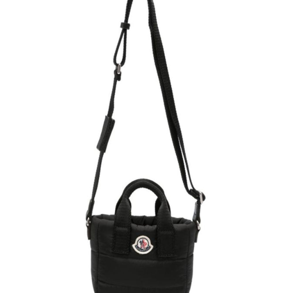 Borsa per bambina Moncler Enfant nera con patch logo sul davanti L29545L00001N0200 999 MONCLER KIDS