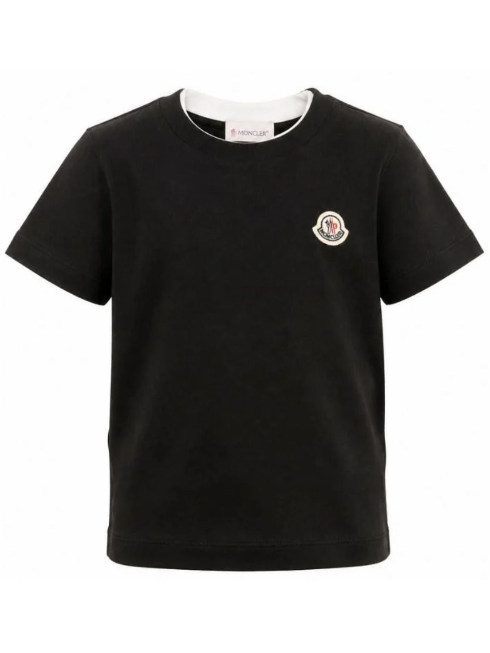 T-shirt per bambino Moncler Enfant nera con dettaglio logo L29548C0000889AFV 999 MONCLER KIDS