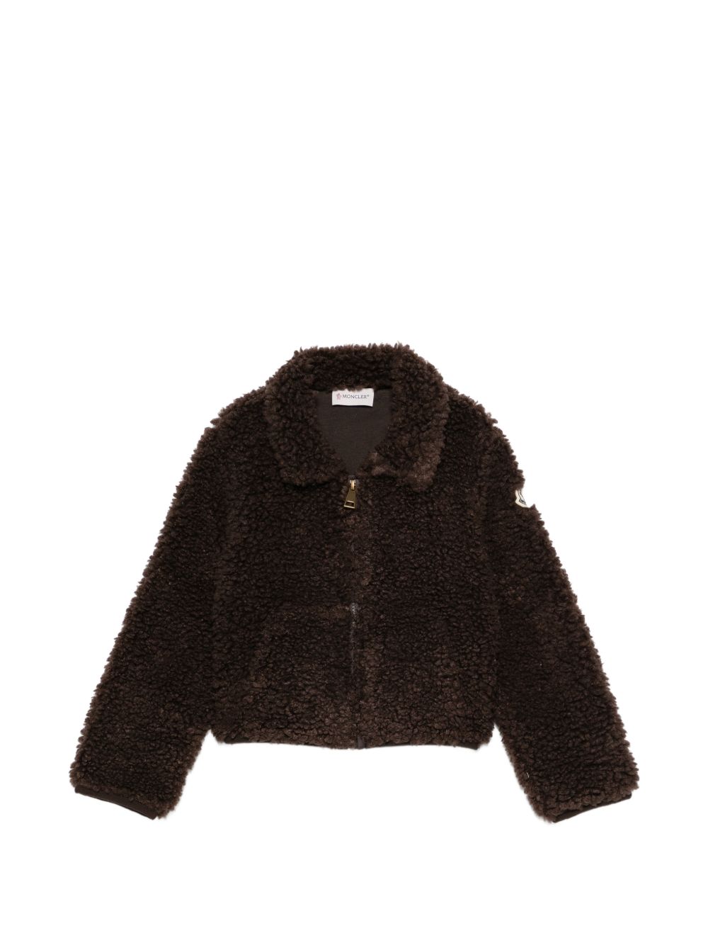 Giacca per bambina Moncler Enfant marrone con texture effetto montone L29548G0003489B1S 259 MONCLER KIDS
