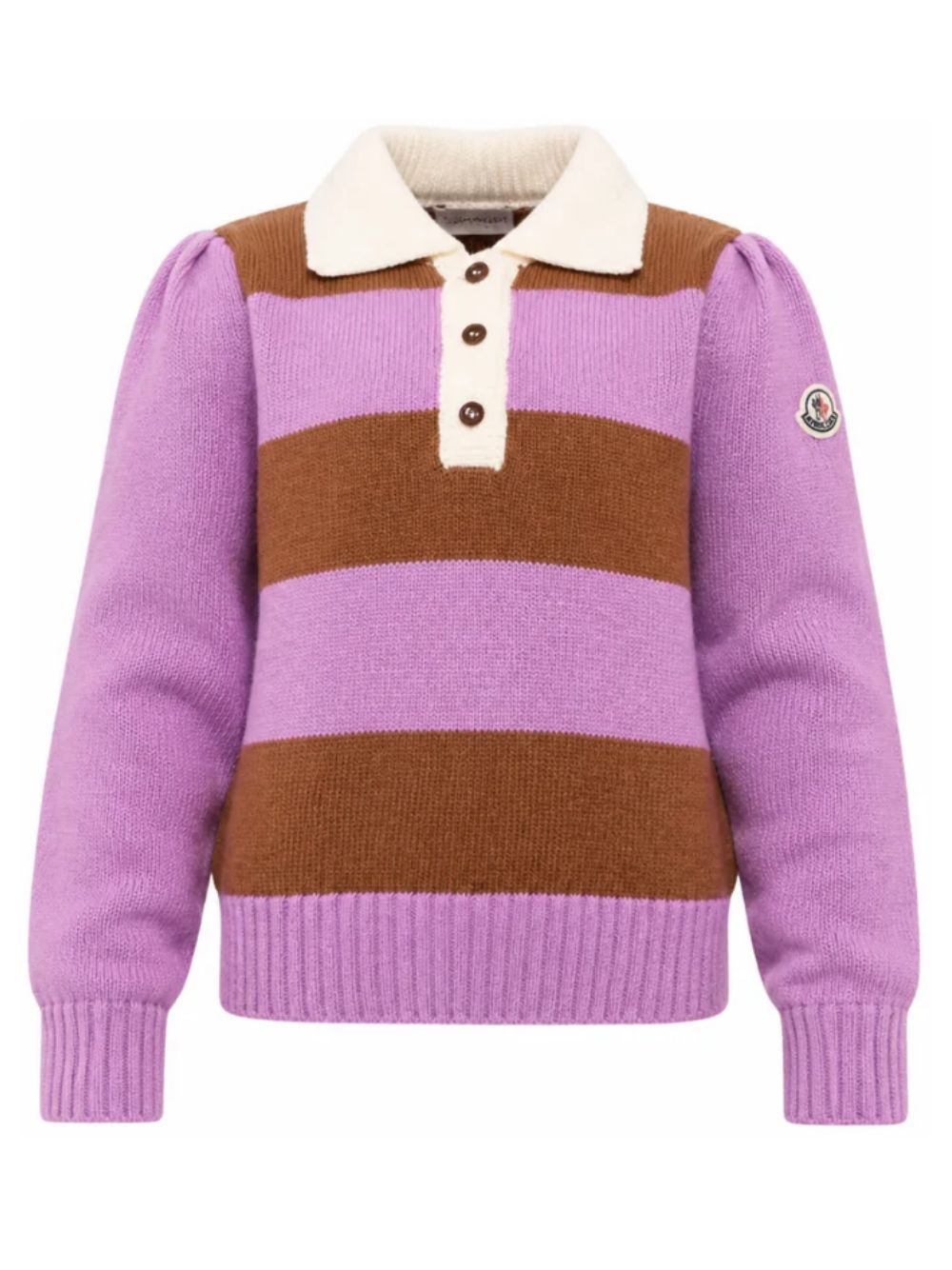Maglione per bambina Moncler Kids viola e marrone con motivo a righe L29549A00001M4281 P52 MONCLER KIDS