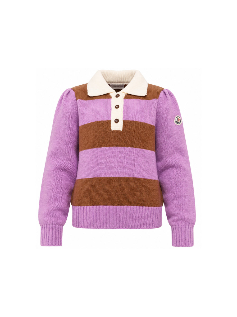 Maglione per bambina Moncler Kids viola e marrone con motivo a righe L29549A00001M4281 P52 MONCLER KIDS