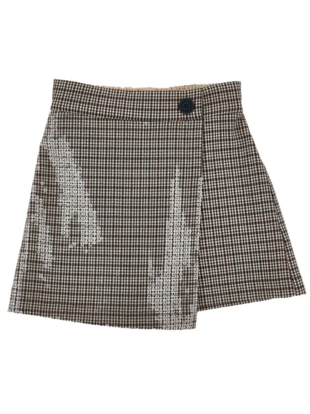 Shorts per bambina Monnalisa Kids marrone con effetto gonna con paillettes 11H412 8902 0106 MONNALISA KIDS