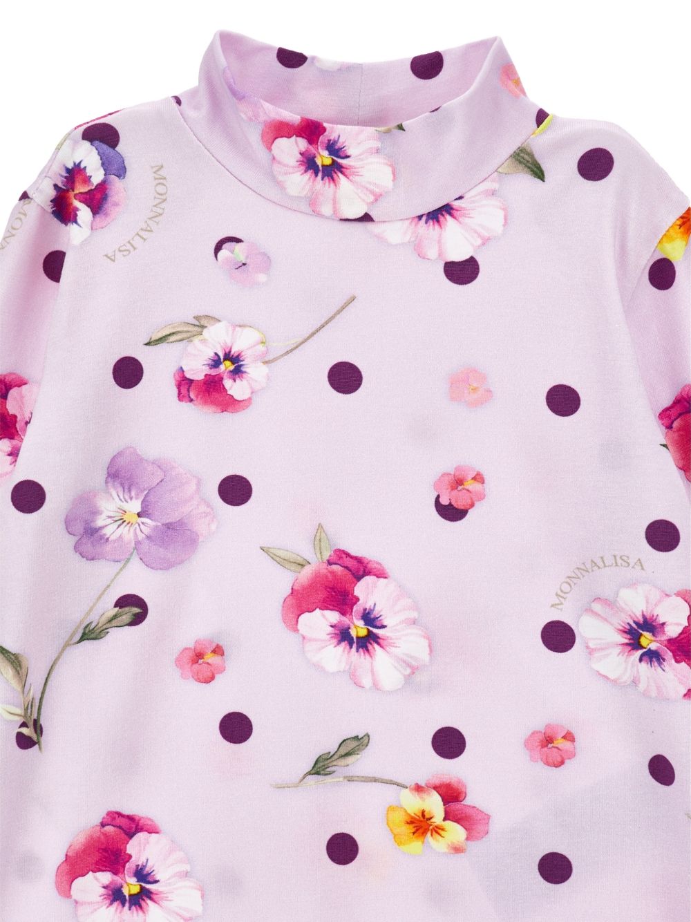 T-shirt per bambina Monnalisa Kids rosa con stampa a fiori e motivo a pois 11H618 8653 0063 MONNALISA KIDS