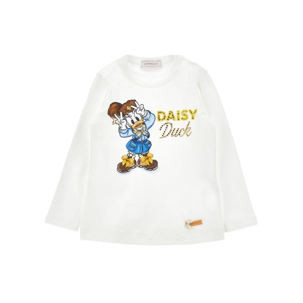 T-shirt per bambina Monnalisa Kids bianca con stampa grafica 11H622 8201 0156 MONNALISA KIDS