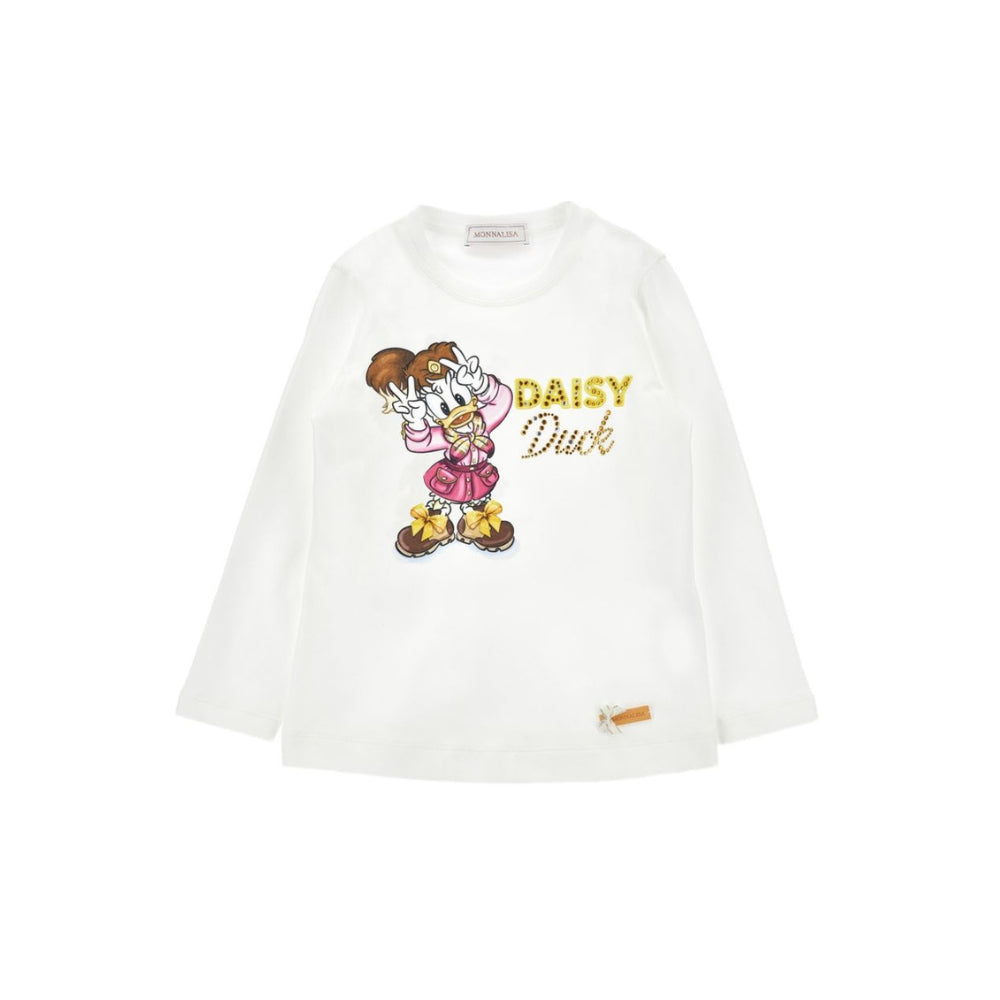 T-shirt per bambina Monnalisa Kids bianca con stampa grafica 11H622 8201 0198 MONNALISA KIDS