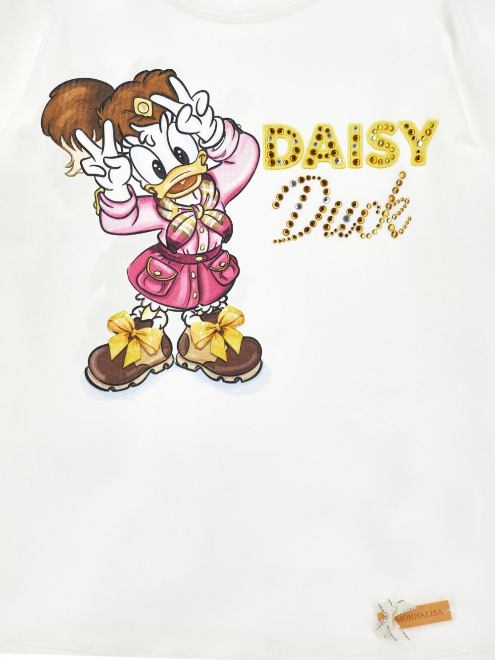 T-shirt per bambina Monnalisa Kids bianca con stampa grafica 11H622 8201 0198 MONNALISA KIDS