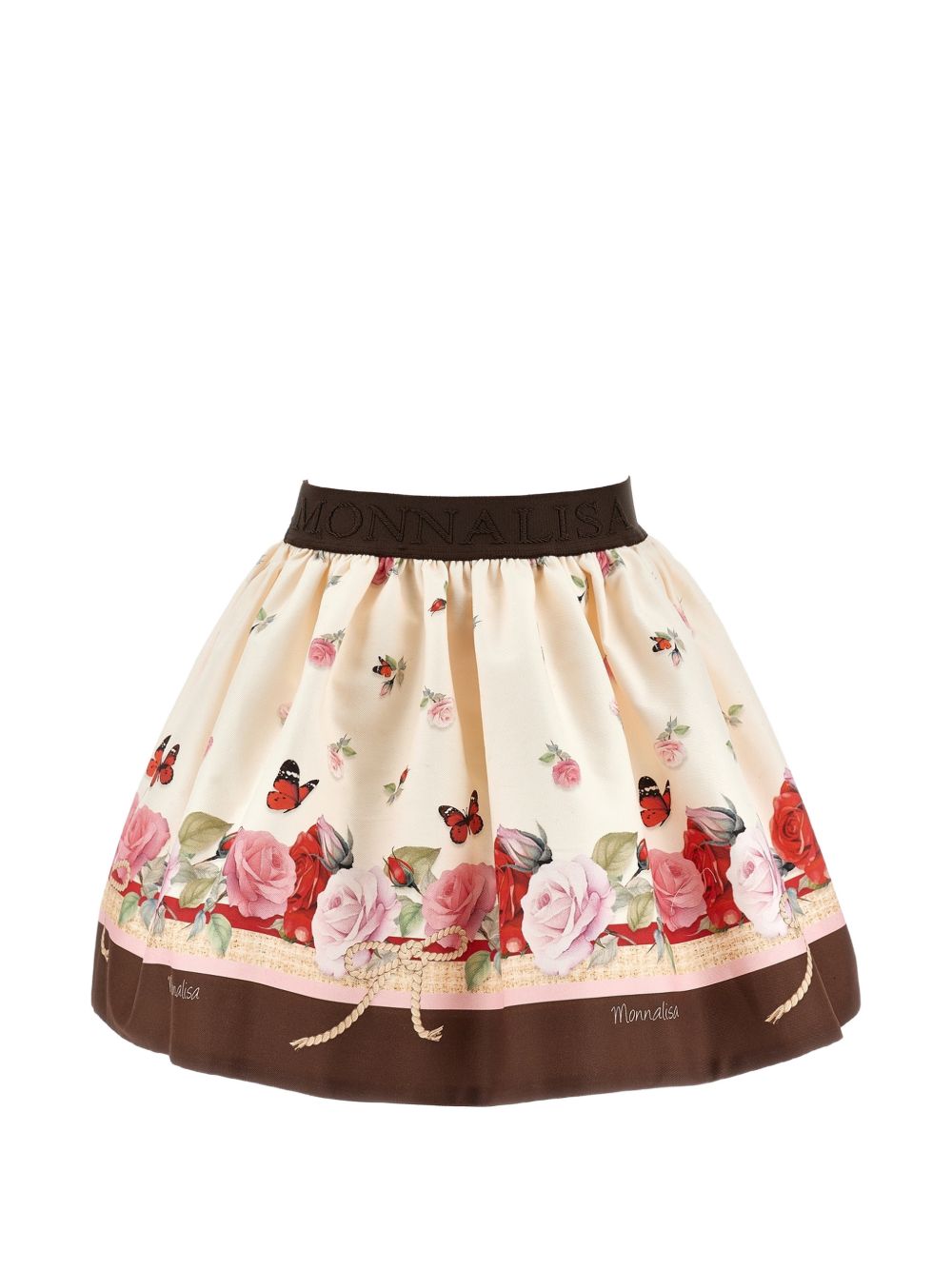 Gonna per bambina Monnalisa Kids beige con stampa fiori all-over 11H701 8620 0684 MONNALISA KIDS