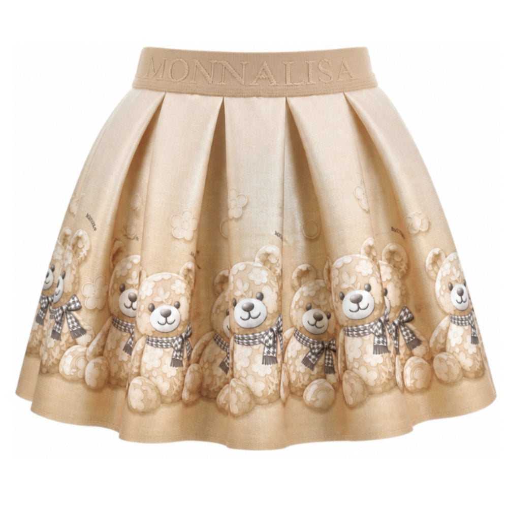 Gonna per bambina Monnalisa Kids beige con stampa grafica Teddy Bear 11H704 8669 0003 MONNALISA KIDS