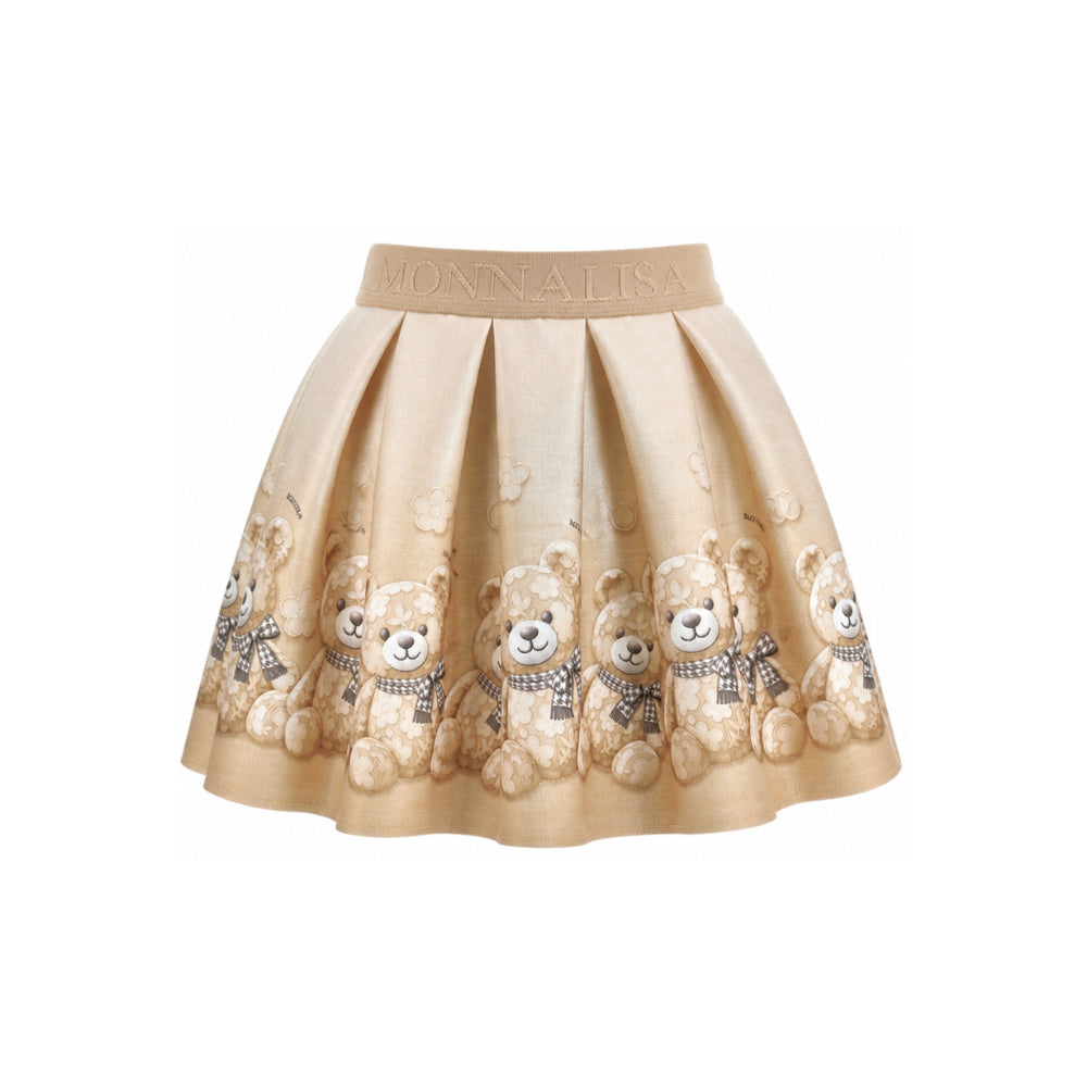 Gonna per bambina Monnalisa Kids beige con stampa grafica Teddy Bear 11H704 8669 0003 MONNALISA KIDS