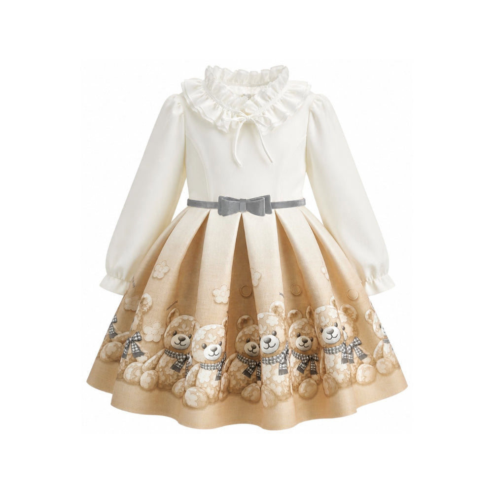 Abito per bambina Monnalisa Kids multicolore con stampa orsetto all-over 11H909 8669 0003 MONNALISA KIDS