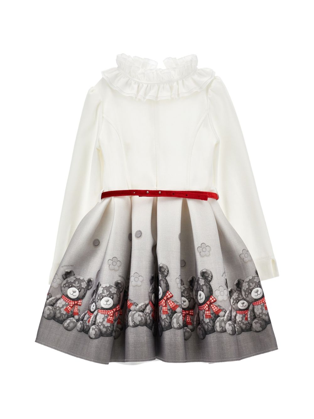 Abito per bambina Monnalisa Kids bianco con stampa orsetto all-over 11H909 8669 0031 MONNALISA KIDS