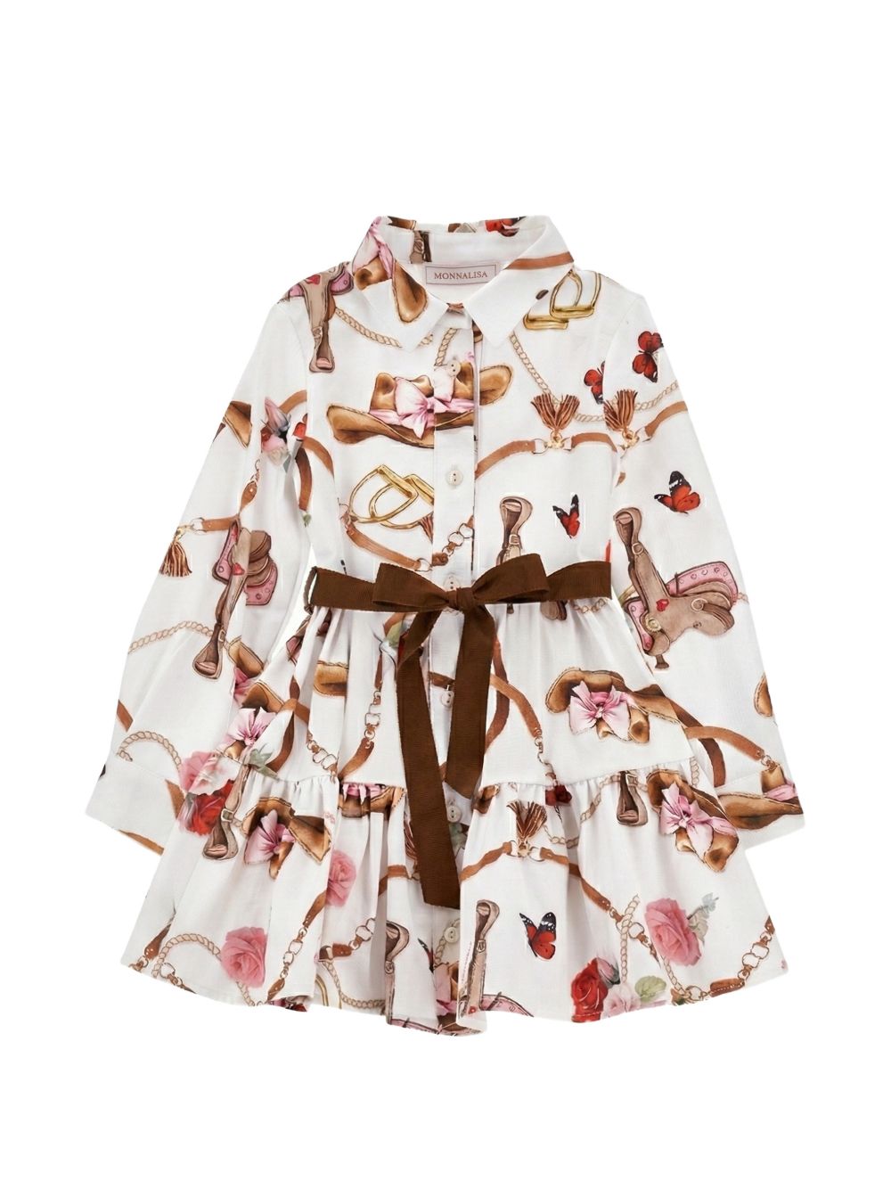Abito per bambina Monnalisa Kids bianco con stampa grafica all-over 11H912 8622 029F MONNALISA KIDS