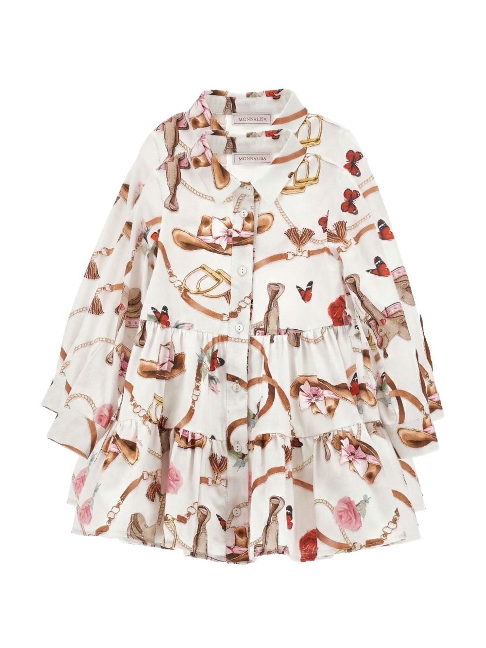 Abito per bambina Monnalisa Kids bianco con stampa grafica all-over 11H912 8622 029F MONNALISA KIDS