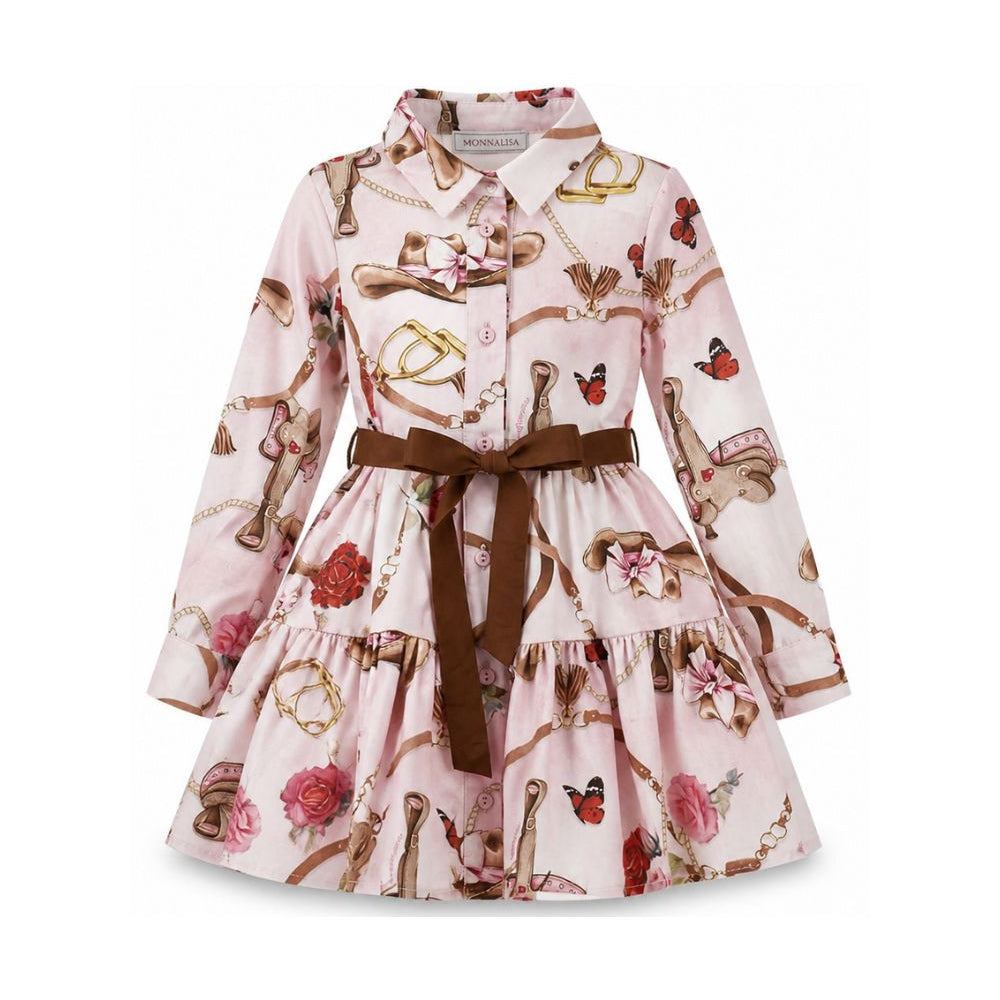 Abito per bambina Monnalisa Kids rosa con stampa grafica all-over 11H912 8622 094F MONNALISA KIDS