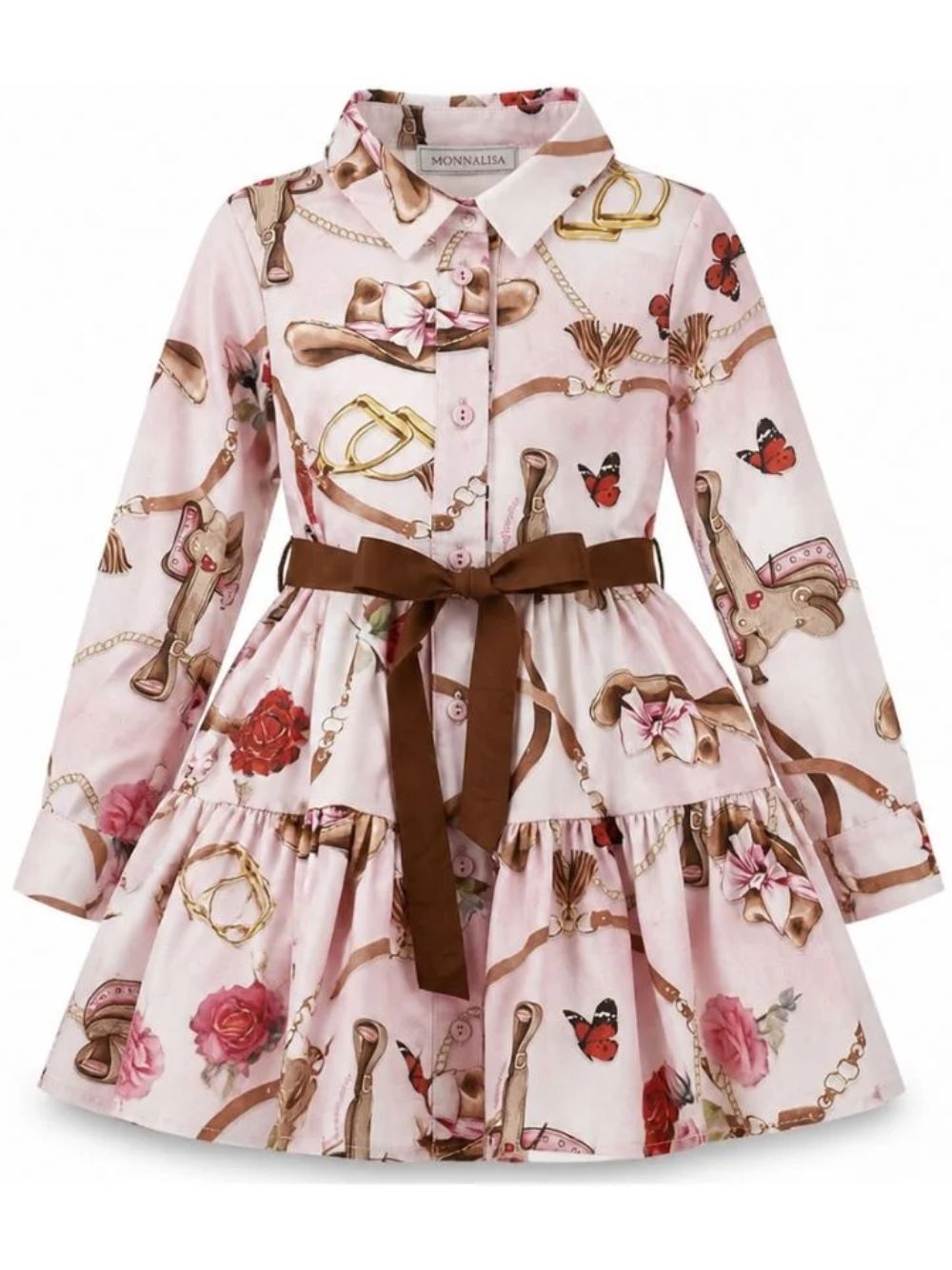 Abito per bambina Monnalisa Kids rosa con stampa grafica all-over 11H912 8622 094F MONNALISA KIDS