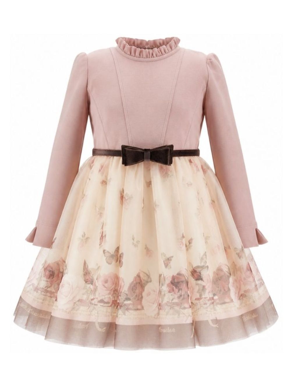 Abito per bambina Monnalisa Kids rosa con stampa a fiori 11H913 8621 0684 MONNALISA KIDS