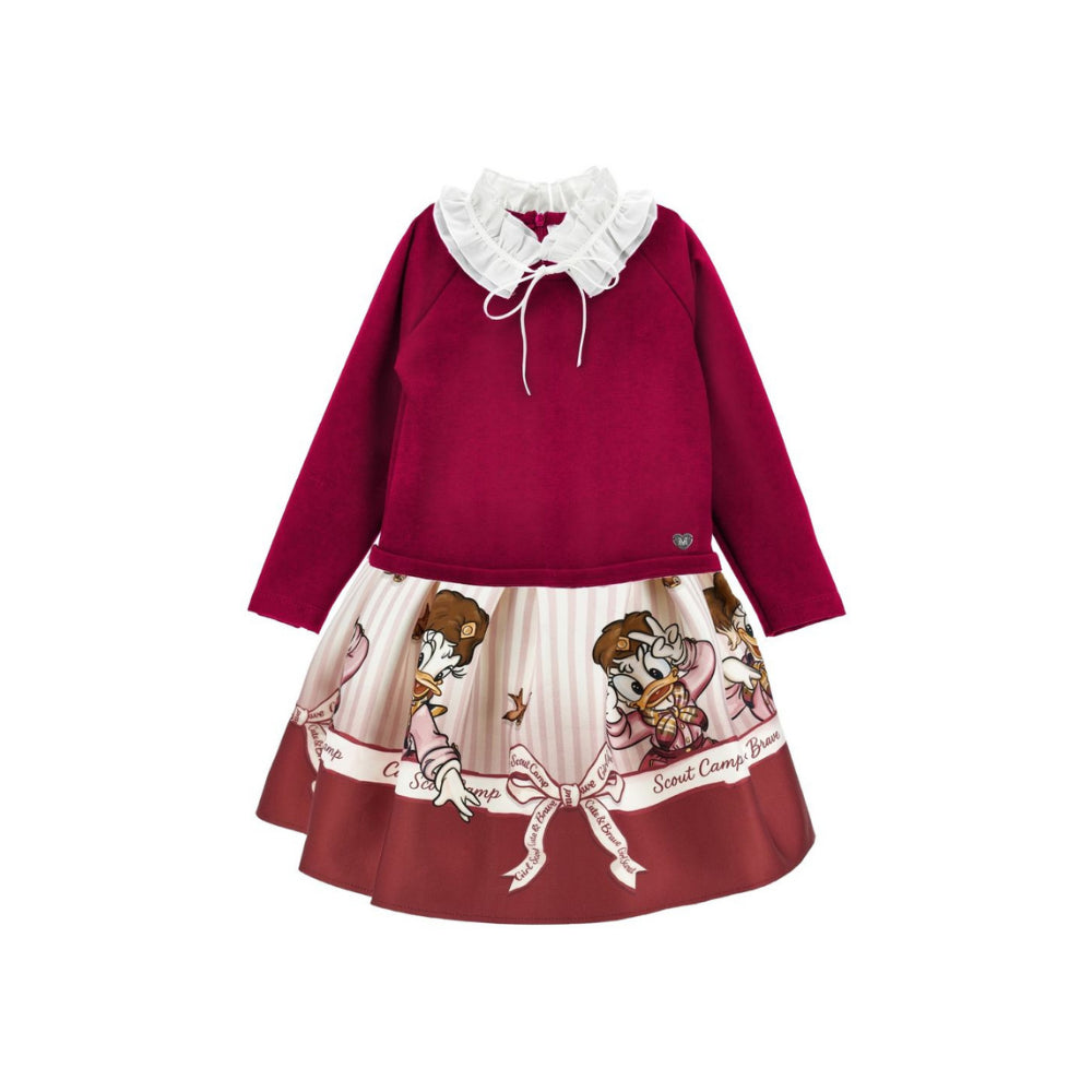 Abito per bambina Monnalisa Kids x Disney rosso con stampa grafica Paperina 11H915 8625 0198 MONNALISA KIDS
