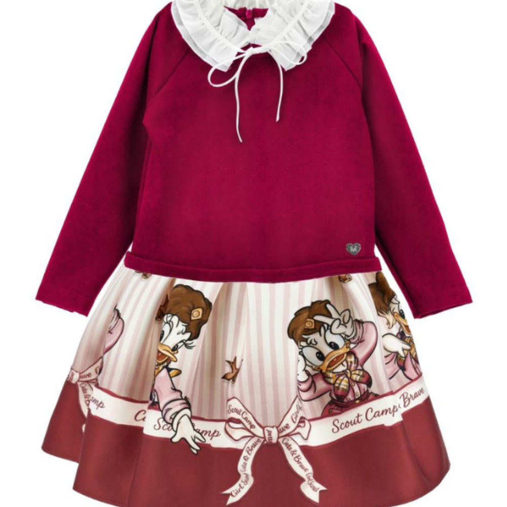 Abito per bambina Monnalisa Kids x Disney rosso con stampa grafica Paperina 11H915 8625 0198 MONNALISA KIDS