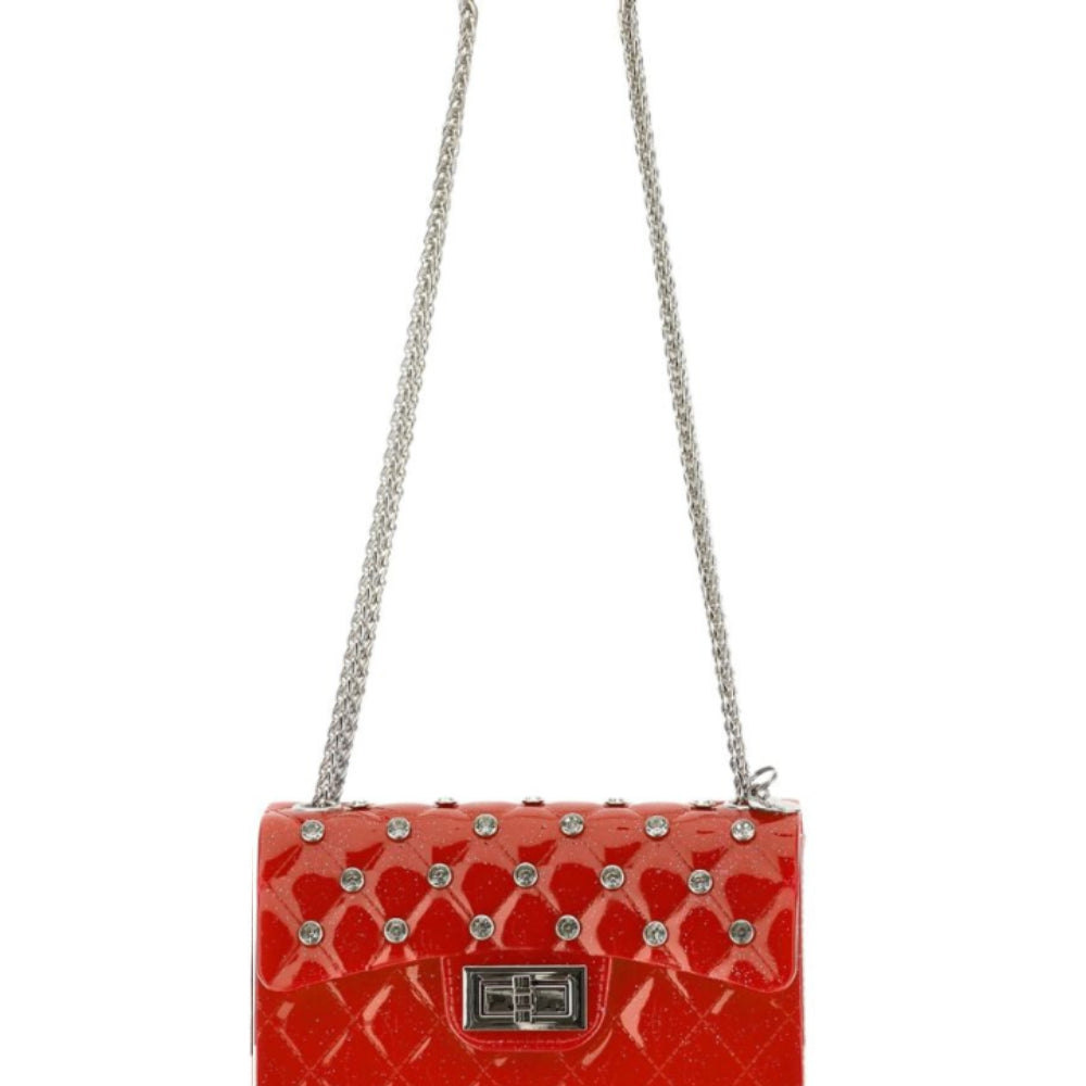 Borsa a spalla per bambina Monnalisa Kids rossa trapuntata con cristalli 17H000 8726 0043 MONNALISA KIDS