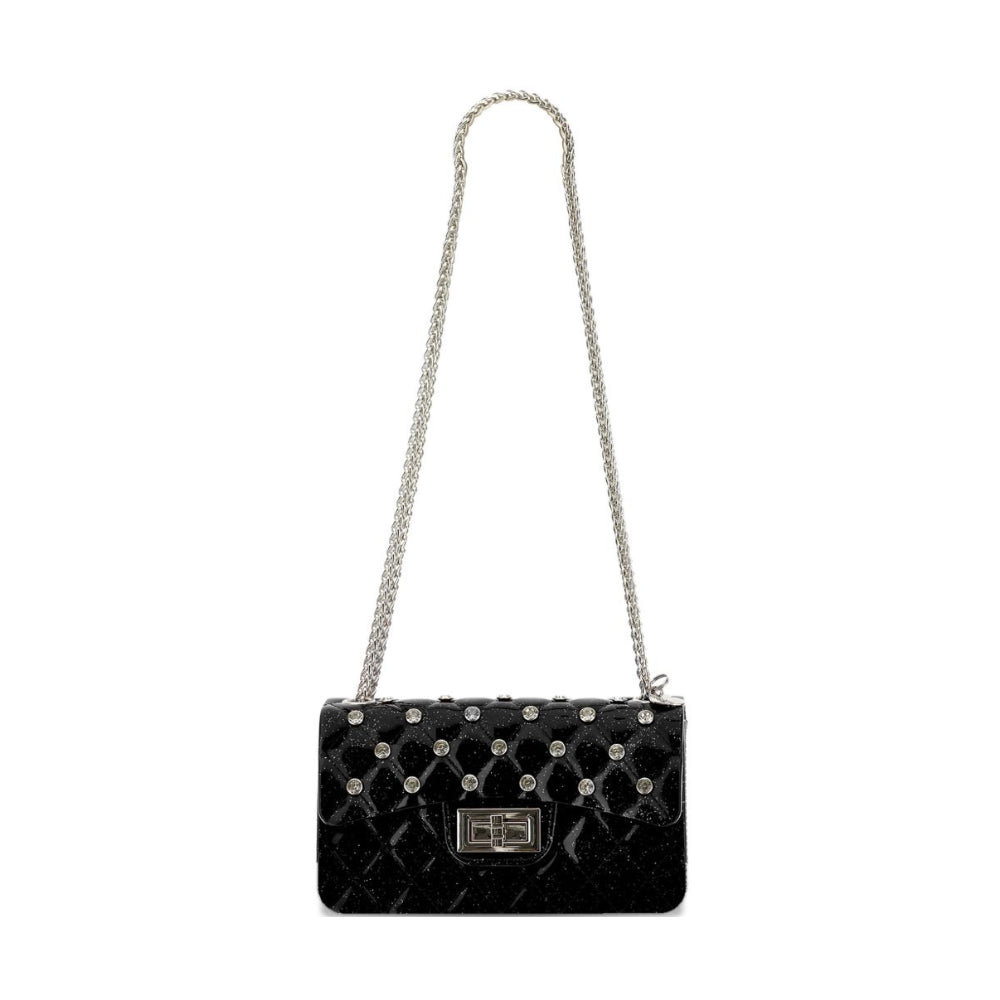 Borsa a spalla per bambina Monnalisa Kids nera trapuntata con cristalli 17H000 8726 0050 MONNALISA KIDS
