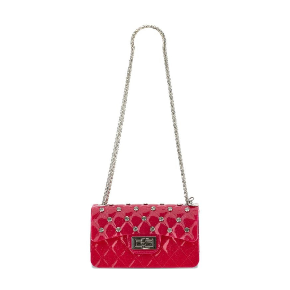 Borsa a spalla per bambina Monnalisa Kids rosso fragola trapuntata con cristalli 17H000 8726 0069 MONNALISA KIDS